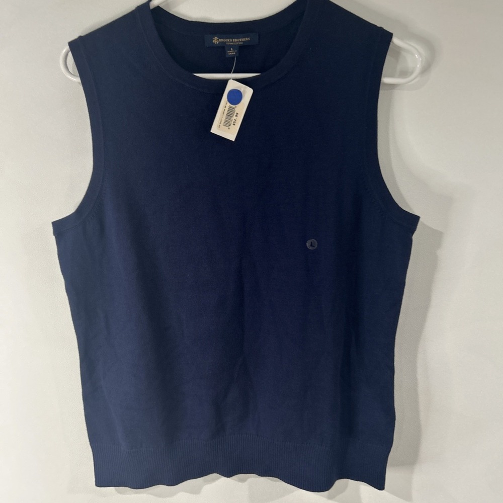 BROOKS BROTHERS  Women's Supima CottonLarge Sweater Vest Top Navy NWT